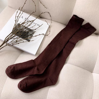 Oval Long Knee-High Socks Plain Long Neck Socks Knee Socks