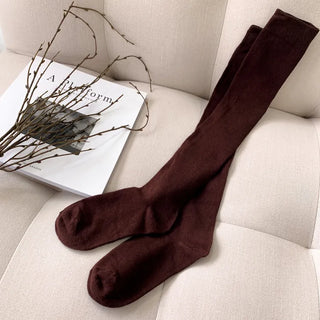 Oval Long Knee-High Socks Plain Long Neck Socks Knee Socks