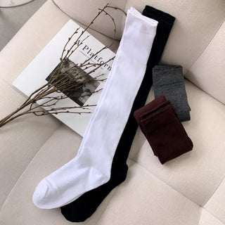 Oval Long Knee-High Socks Plain Long Neck Socks Knee Socks