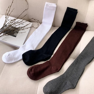 Oval Long Knee-High Socks Plain Long Neck Socks Knee Socks