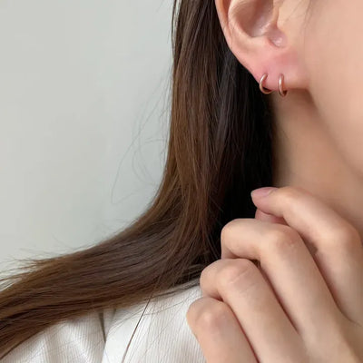 Slim Basic Surgical Steel One-Touch Ring Earrings 5 Sizes