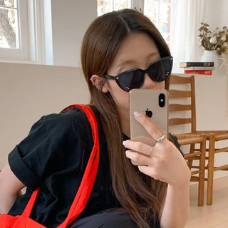 Wide Amber Bold Cat-Eye Tinted Sunglasses