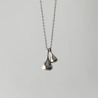 Double Tears Drome Teardrop Pendant Long Necklace