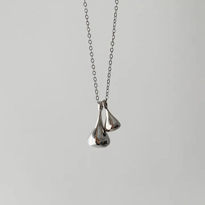 Double Tears Drome Teardrop Pendant Long Necklace