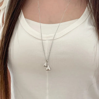 Double Tears Drome Teardrop Pendant Long Necklace