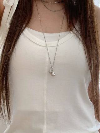 Double Tears Drome Teardrop Pendant Long Necklace