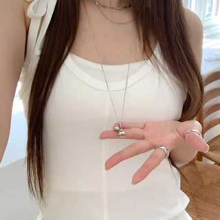 Double Tears Drome Teardrop Pendant Long Necklace