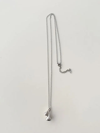 Double Tears Drome Teardrop Pendant Long Necklace