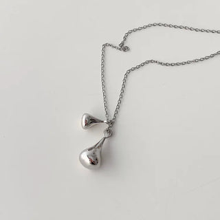 Double Tears Drome Teardrop Pendant Long Necklace