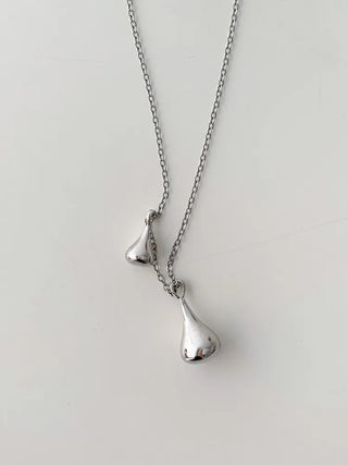 Double Tears Drome Teardrop Pendant Long Necklace