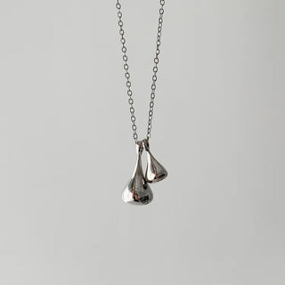 Double Tears Drome Teardrop Pendant Long Necklace