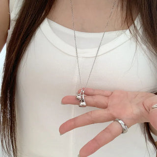 Double Tears Drome Teardrop Pendant Long Necklace