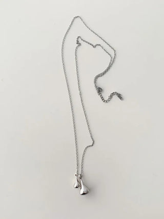 Double Tears Drome Teardrop Pendant Long Necklace