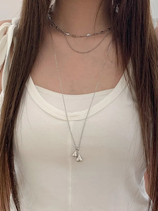 Double Tears Drome Teardrop Pendant Long Necklace