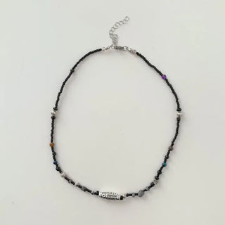 Antique Tribal Black Gemstone Bohemian Bead Necklace