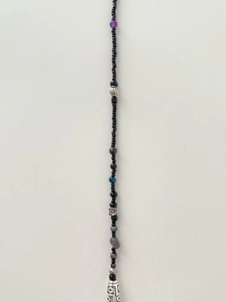 Antique Tribal Black Gemstone Bohemian Bead Necklace