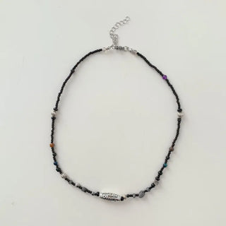 Antique Tribal Black Gemstone Bohemian Bead Necklace