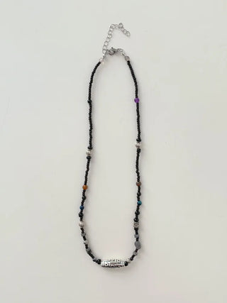 Antique Tribal Black Gemstone Bohemian Bead Necklace