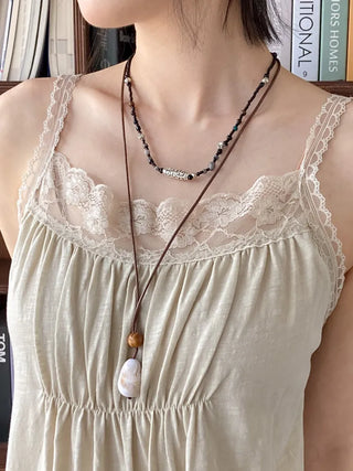Antique Tribal Black Gemstone Bohemian Bead Necklace