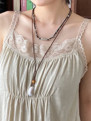 Antique Tribal Black Gemstone Bohemian Bead Necklace