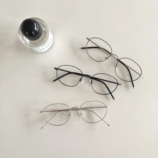 Modern Basic Slim Metal Horn-rimmed Glasses