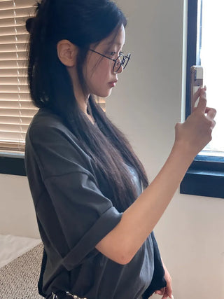 Modern Basic Slim Metal Horn-rimmed Glasses