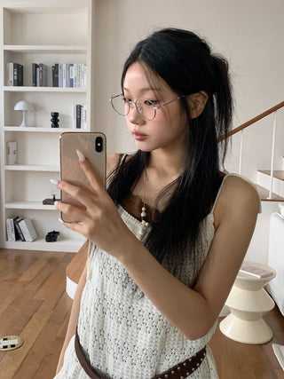 Modern Basic Slim Metal Horn-rimmed Glasses