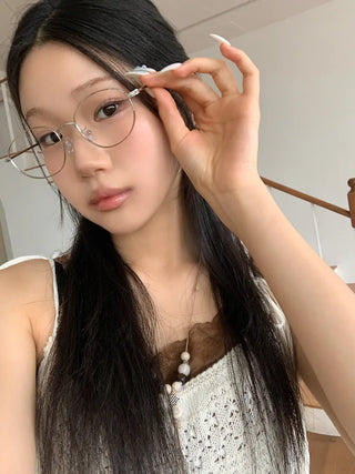 Modern Basic Slim Metal Horn-rimmed Glasses