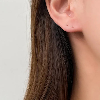 All Silver Ultra-Mini Barbell Through-Type Invisible Stud Earrings 3 Sizes