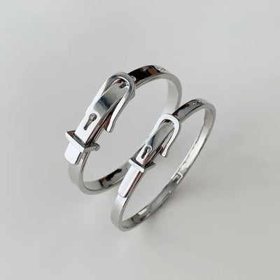 Buckling Belt Slim Bold Bangle Bracelet 2 Sizes