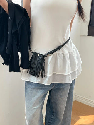 City Pocket Tassel Bag Mini Bag Slim Belt