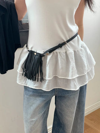 City Pocket Tassel Bag Mini Bag Slim Belt