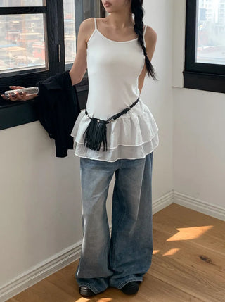 City Pocket Tassel Bag Mini Bag Slim Belt