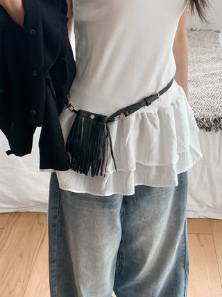City Pocket Tassel Bag Mini Bag Slim Belt