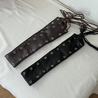Glam Eyelet Knot Wide Leather Strap Belt