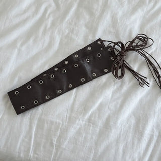 Glam Eyelet Knot Wide Leather Strap Belt