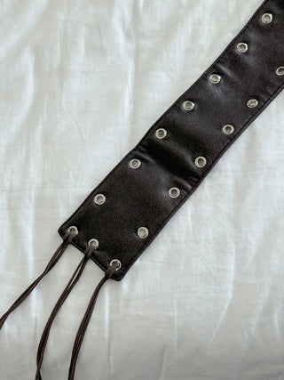 Glam Eyelet Knot Wide Leather Strap Belt