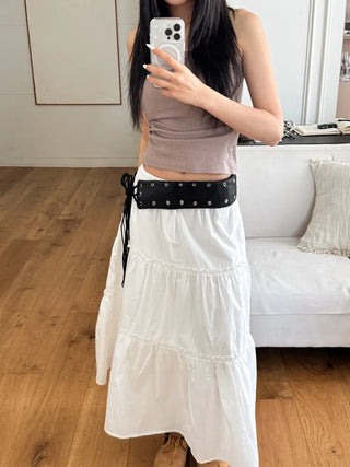Glam Eyelet Knot Wide Leather Strap Belt