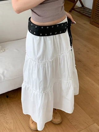 Glam Eyelet Knot Wide Leather Strap Belt