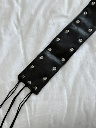 Glam Eyelet Knot Wide Leather Strap Belt