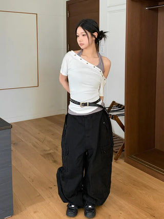 Pointy Studded Metallic Black Leather Belt