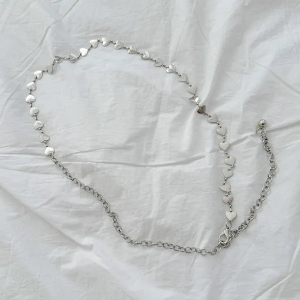 Small Flat Heart Metal Slim Chain Belt