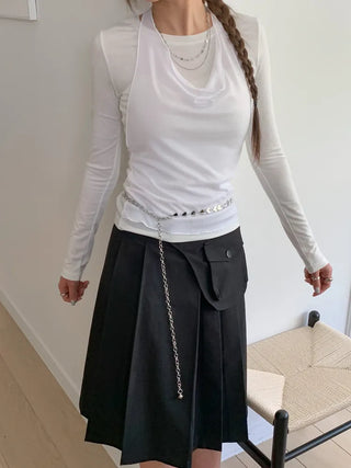 Small Flat Heart Metal Slim Chain Belt