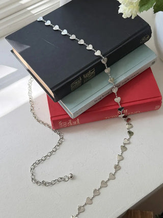 Small Flat Heart Metal Slim Chain Belt