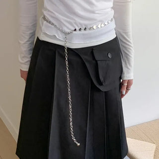 Small Flat Heart Metal Slim Chain Belt