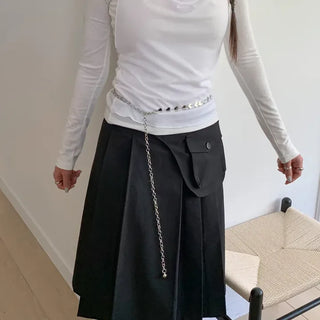 Small Flat Heart Metal Slim Chain Belt