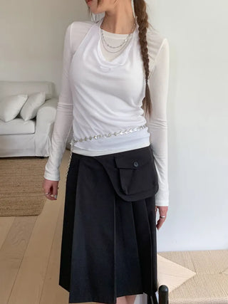Small Flat Heart Metal Slim Chain Belt