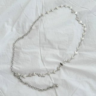Small Flat Heart Metal Slim Chain Belt