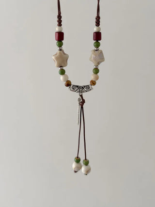 Feather n'Pipe Ceramic Knot Long Necklace