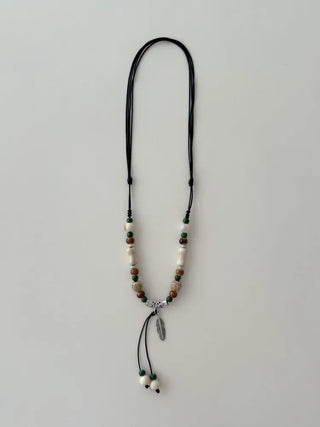 Feather n'Pipe Ceramic Knot Long Necklace